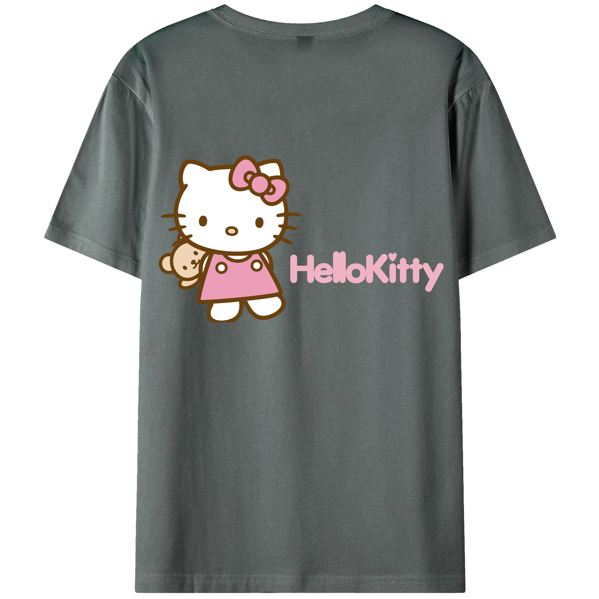 （画像用） Hello Kitty ハローキティ 綿100％ メンズ半袖Tシャツ（バックプリント） 通気性